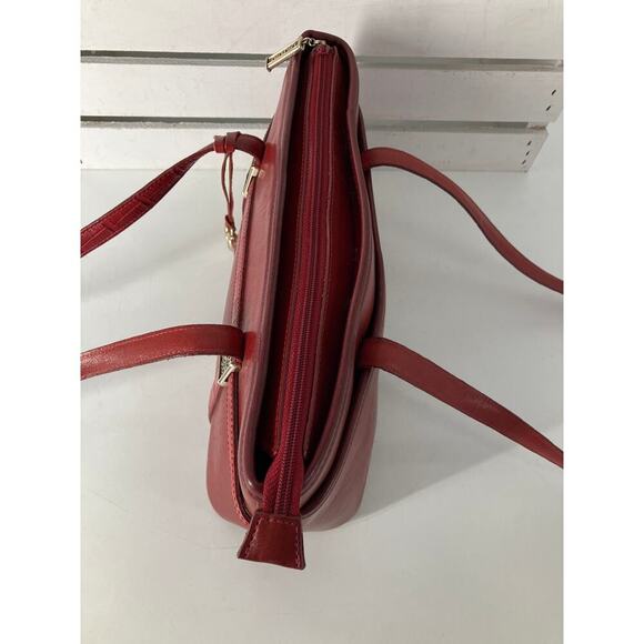 BRIGHTON SMALL RED SMOOTH LEATHER ANIMAL PRINT SHOULDR BAG - Picture 5 of 16